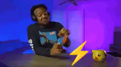 Man holding a lighter with Pikachu