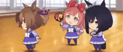 Chibi horse girls dancing in a gym