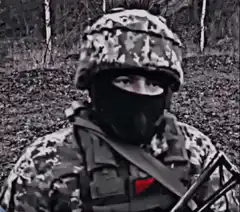 Soldier with glowing red eyes