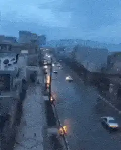 Street explosion and car crash