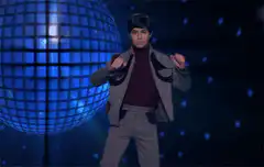 Kunal Nayyar dancing with disco ball