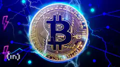 Bitcoin coin with lightning bolts