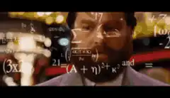 Man thinking with math equations