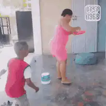 Woman slips on bucket and gets face cream