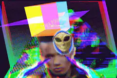 glitchy windows alien head