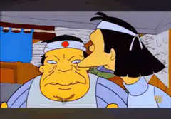 Homer and Apu kiss in Japanese restaurant