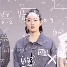 Girl surrounded by math equations