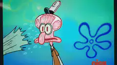 Squidward gets hit with a spatula