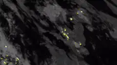 Satellite view of lightning over clouds