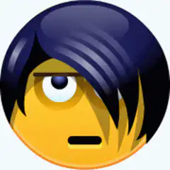 Emoji with black hair closing and opening eyes