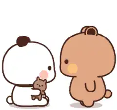 Panda and bear kiss with hearts