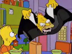 Homer as a vampire scares Bart