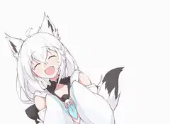 anime girl with wolf ears laughing