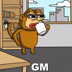 Pepe the Frog drinking coffee GM