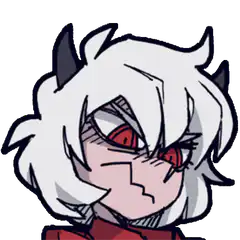 White haired demon girl angry face