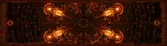 Kaleidoscope of glowing orange lights