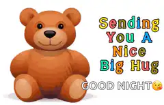 Teddy bear sending a hug and good night