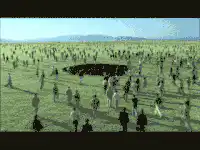 pixel art crowd running into pit