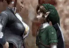 Link blushes at a woman