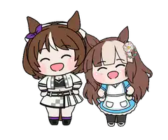 Two chibi horse girls smiling