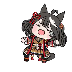 Chibi horse girl singing with microphone