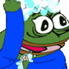 Pepe washing his head with soap