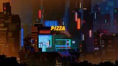 Pixel Art Cyberpunk Pizza Shop
