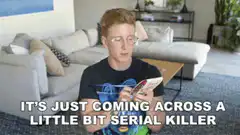 Boy reading book says coming across a serial killer