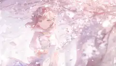 anime girl under cherry blossoms