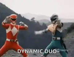 Red and Blue Power Rangers Dynamic Duo