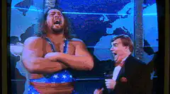 Andre the Giant laughs with Bobby Heenan