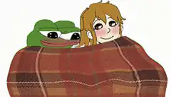 Pepe and girl under blanket