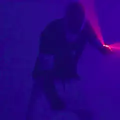 Person with laser eyes