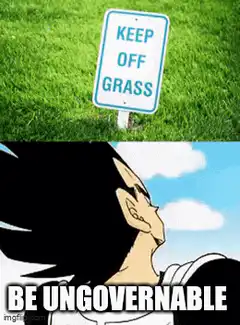 Vegeta rips up keep off grass sign