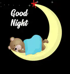 Sleeping bear on a crescent moon