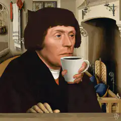 Martin Luther drinking coffee