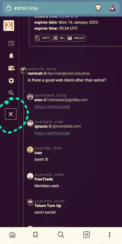 Astral Ninja app menu toggle