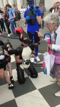 Grandma pets cosplayers