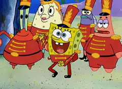 SpongeBob and friends in marching band uniforms