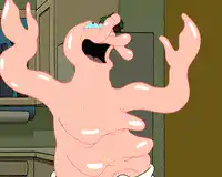 Patrick Star screaming with a pickle on his head