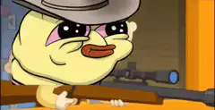 Duck holding a rifle