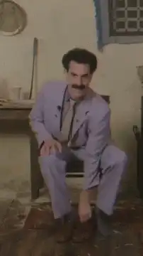 Borat takes off his suit