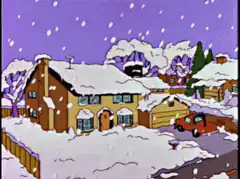 Simpsons house in snow