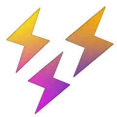 Three colorful lightning bolts