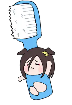tired anime girl toothbrush