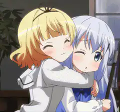 anime girls hugging