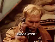 Monty Python soldier woofing on phone