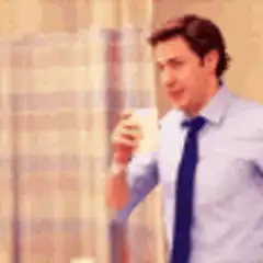 Andy Dwyer drinking coffee