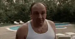 James Gandolfini as Tony Soprano by the pool