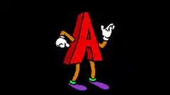 Cartoon letters dancing in space